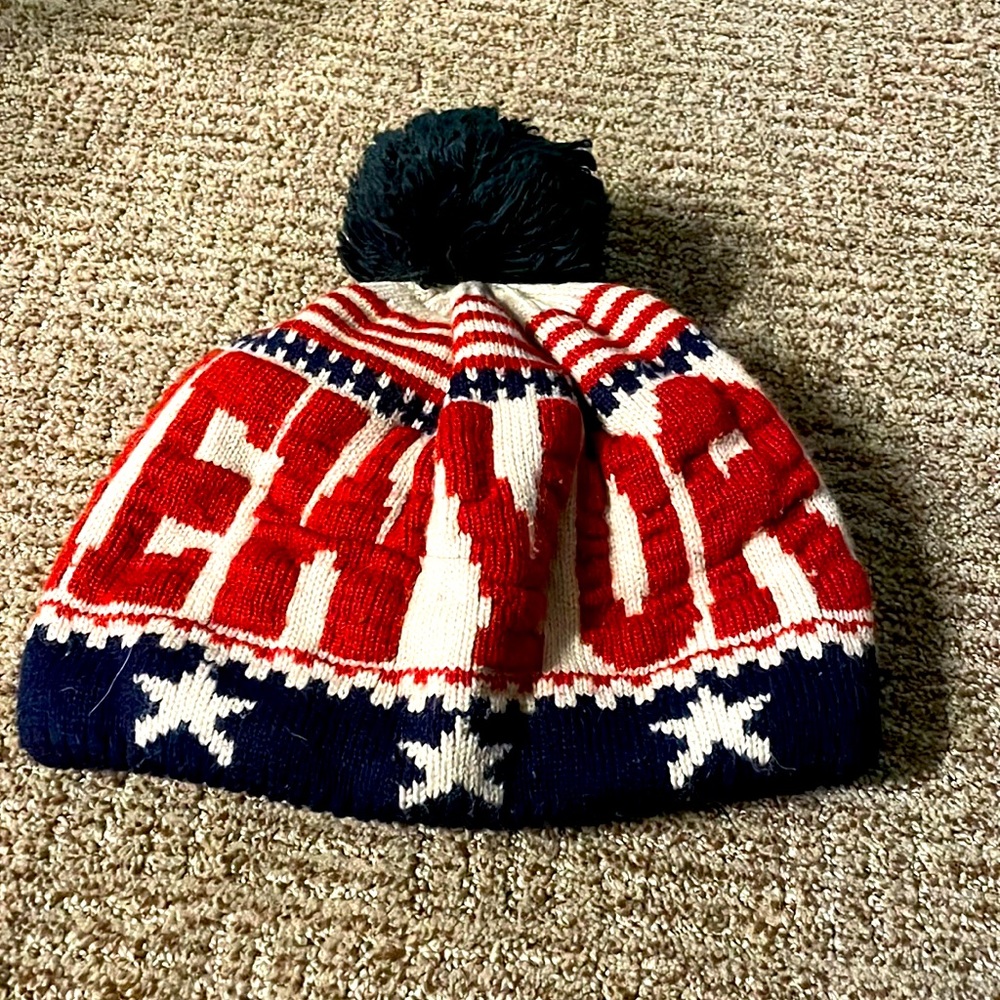 New York, American flag vintage beanie winter hat